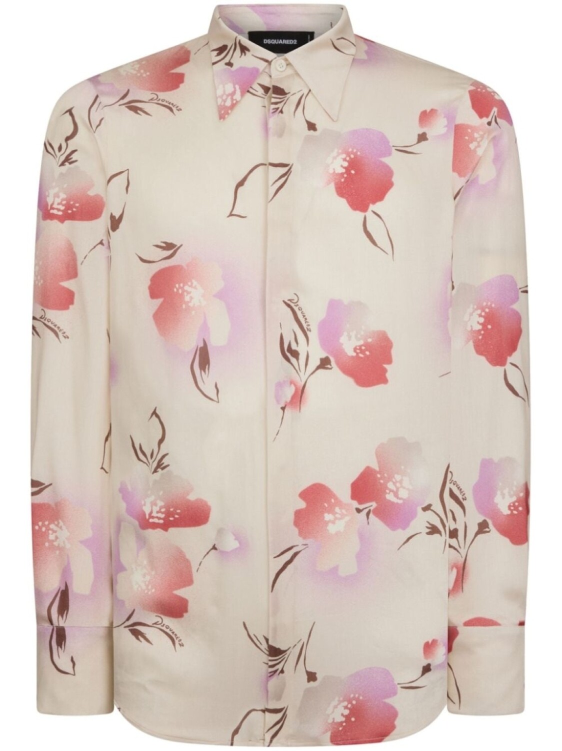 

Dsquared2 pointed-collar floral shirt, нейтральный цвет