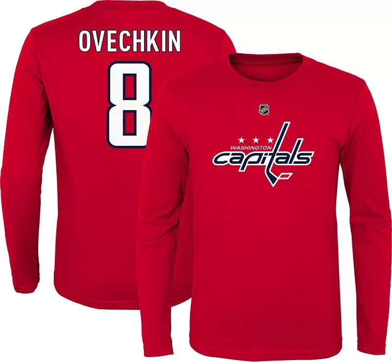 

Молодёжная Nhl Вашингтон Кэпиталз Алекс Овечкин #8 Красная рубашка с длинным рукавом