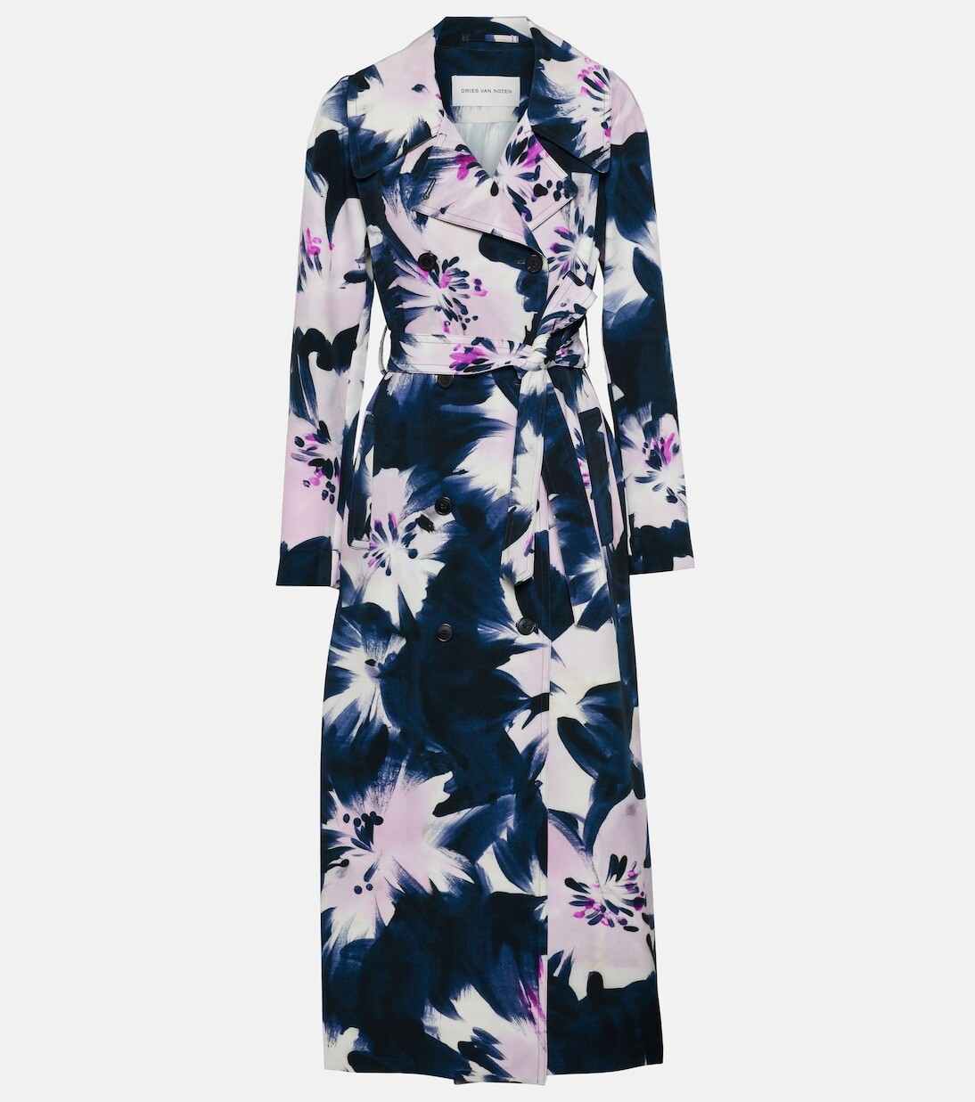 

Тренч с цветочным принтом Dries Van Noten, синий