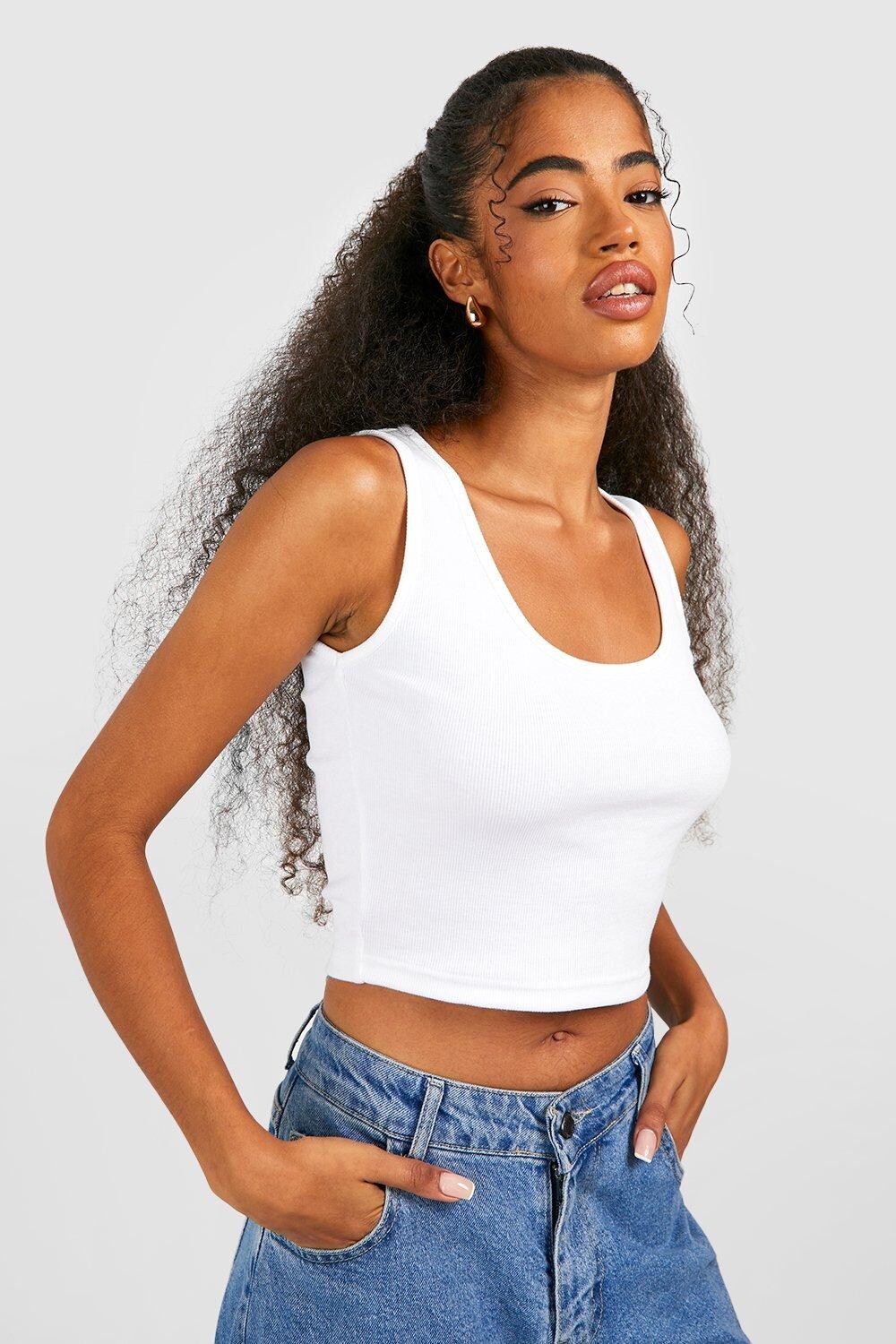 

Жилет с овчным вырезом basic rib Boohoo, белый
