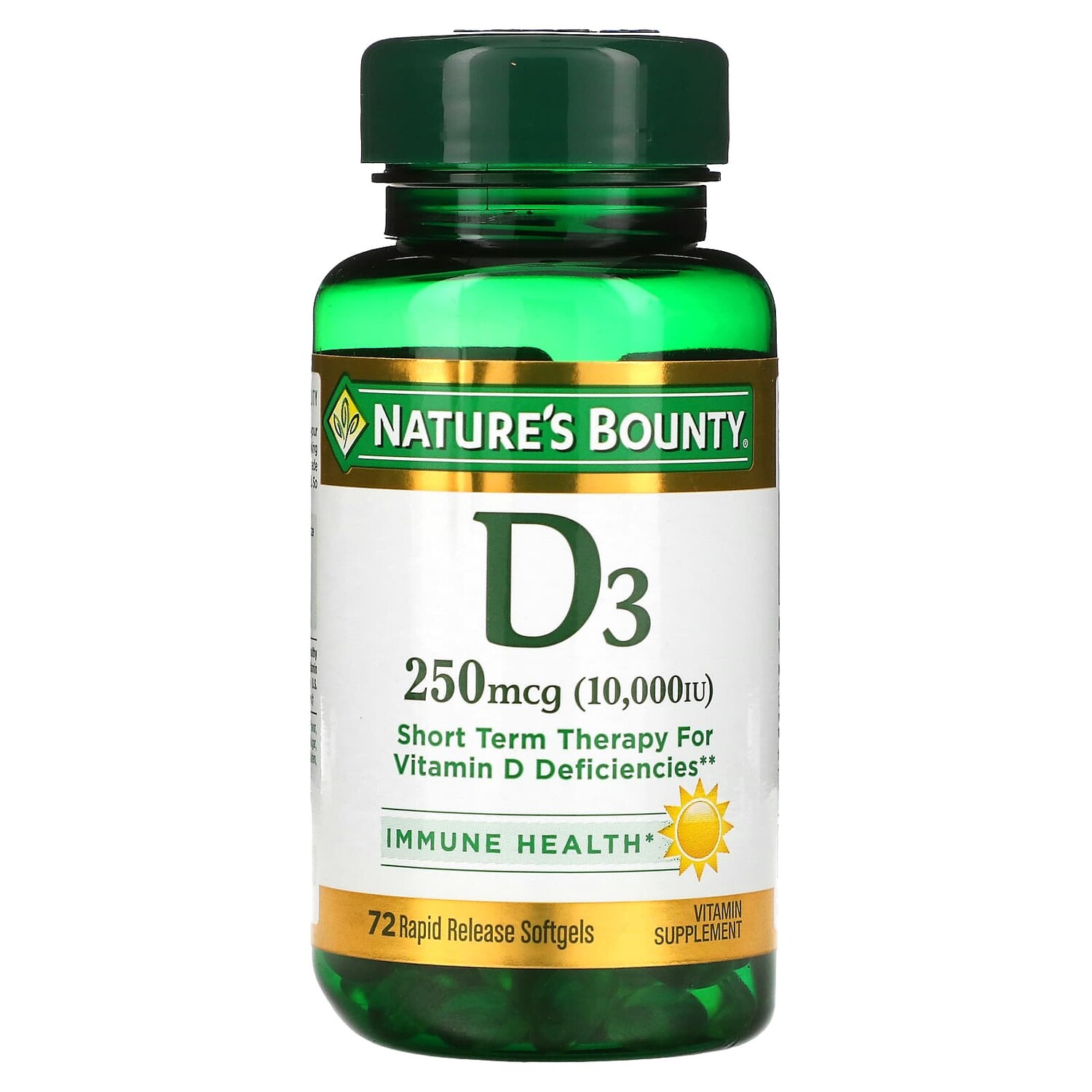 

D3, 250 мкг (10000 МЕ), 72 мягких капсул быстрого действия, Nature's Bounty