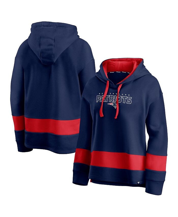 

Женский пуловер с капюшоном темно-синего и красного цвета New England Patriots Colors of Pride с цветными блоками Fanatics, синий