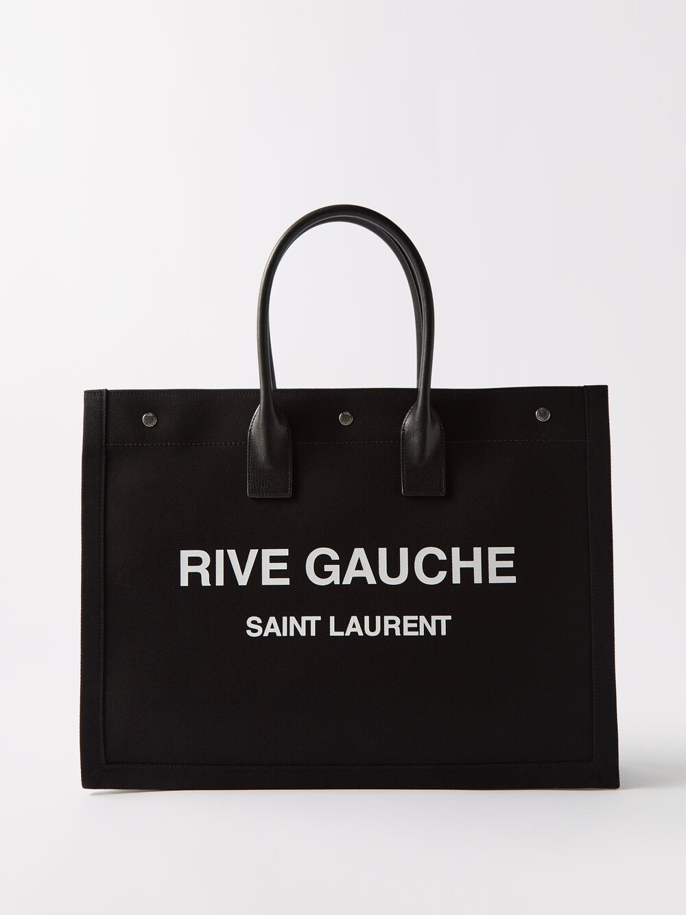 

Маленькая сумка-тоут rive gauche из холщовой ткани Saint Laurent, черный