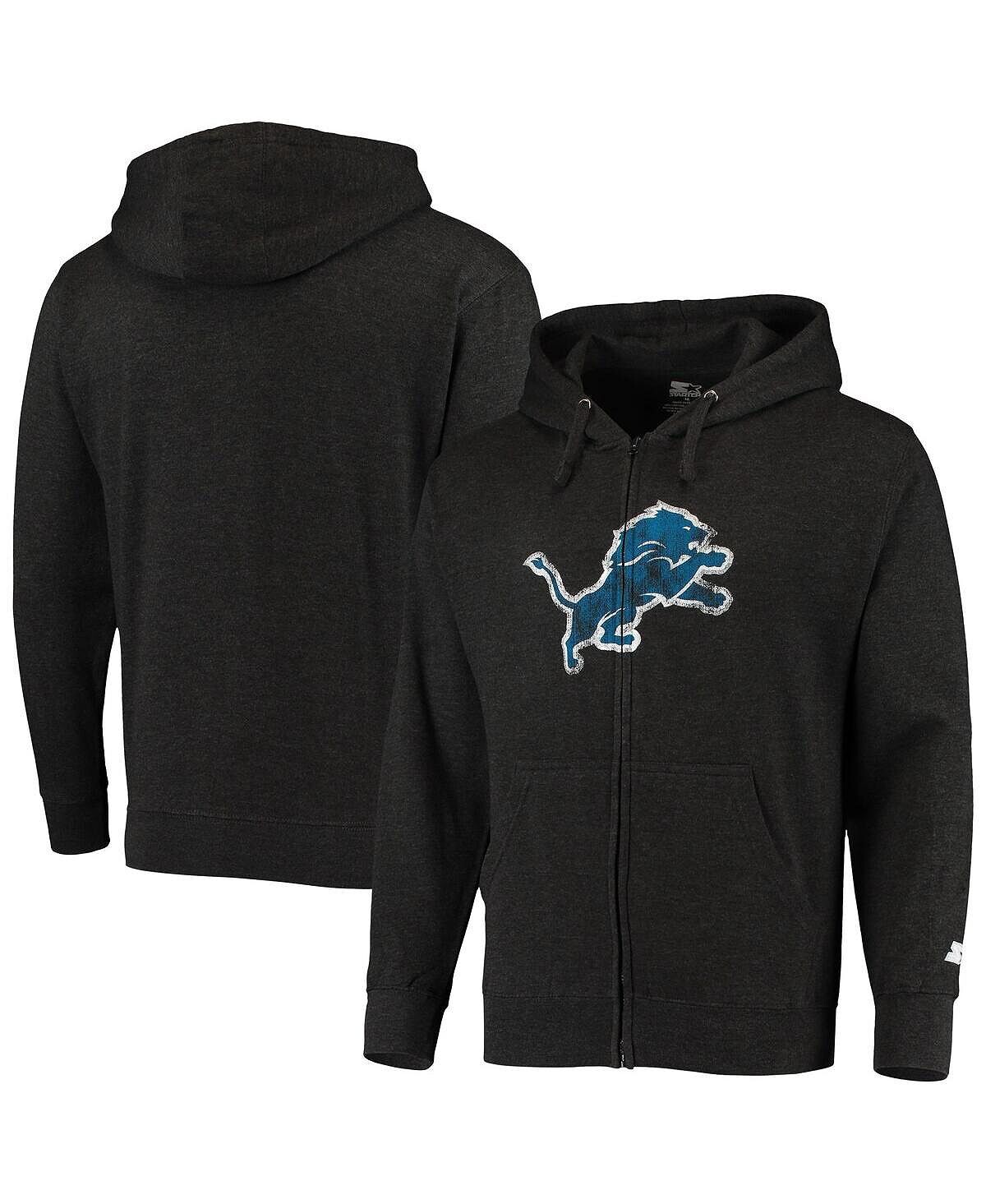 

Мужская темно-серая толстовка с молнией во всю длину и логотипом Detroit Lions Primary Starter