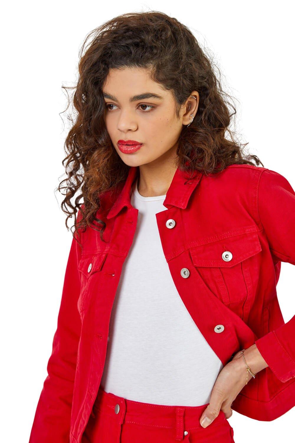 Классическая хлопковая джинсовая куртка Roman, красный мужская джинсовая куртка винтажная повседневная однотонная куртка цвета хаки с карманами