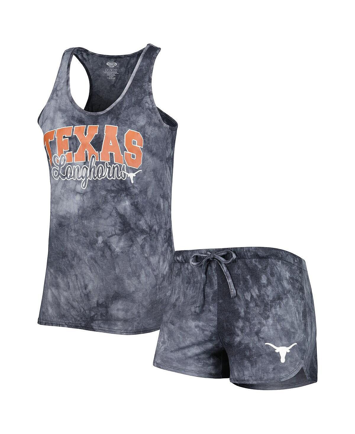 

Женский темно-серый комплект для сна с майкой и шортами Texas Longhorns Billboard Tie-Dye Concepts Sport