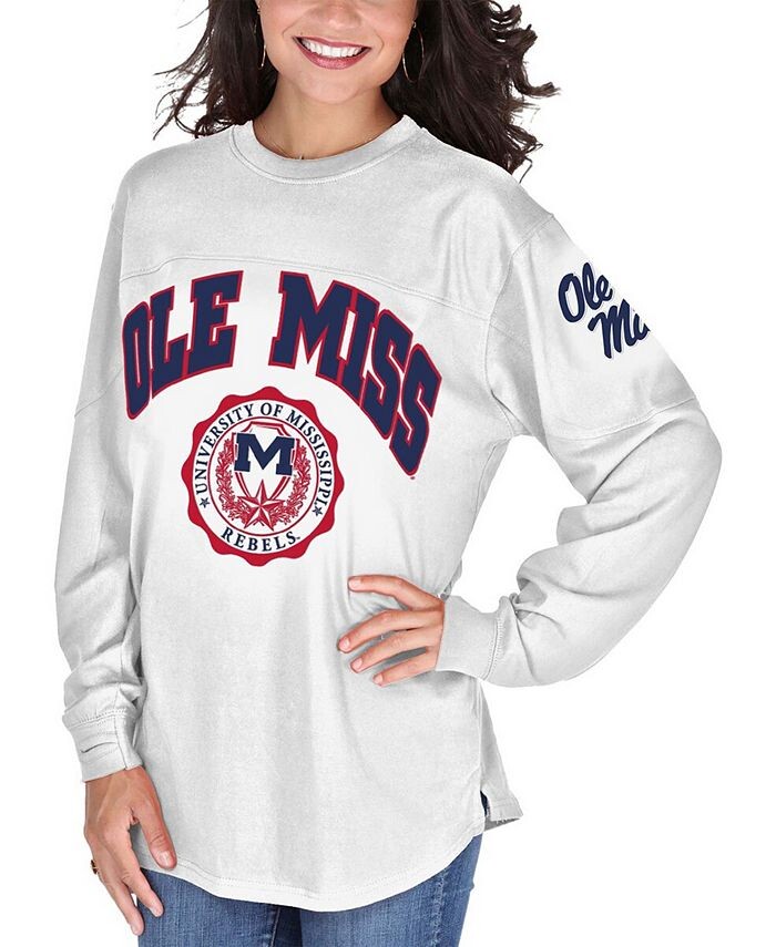 

Женская белая футболка с длинным рукавом Ole Miss Rebels Edith Pressbox, белый
