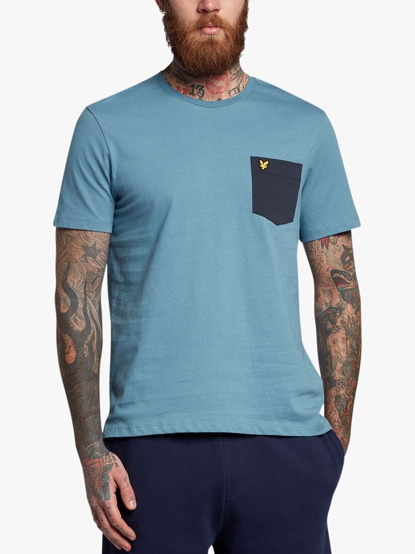 

Футболка с контрастным карманом Lyle & Scott, небесно-голубой/темно-синий