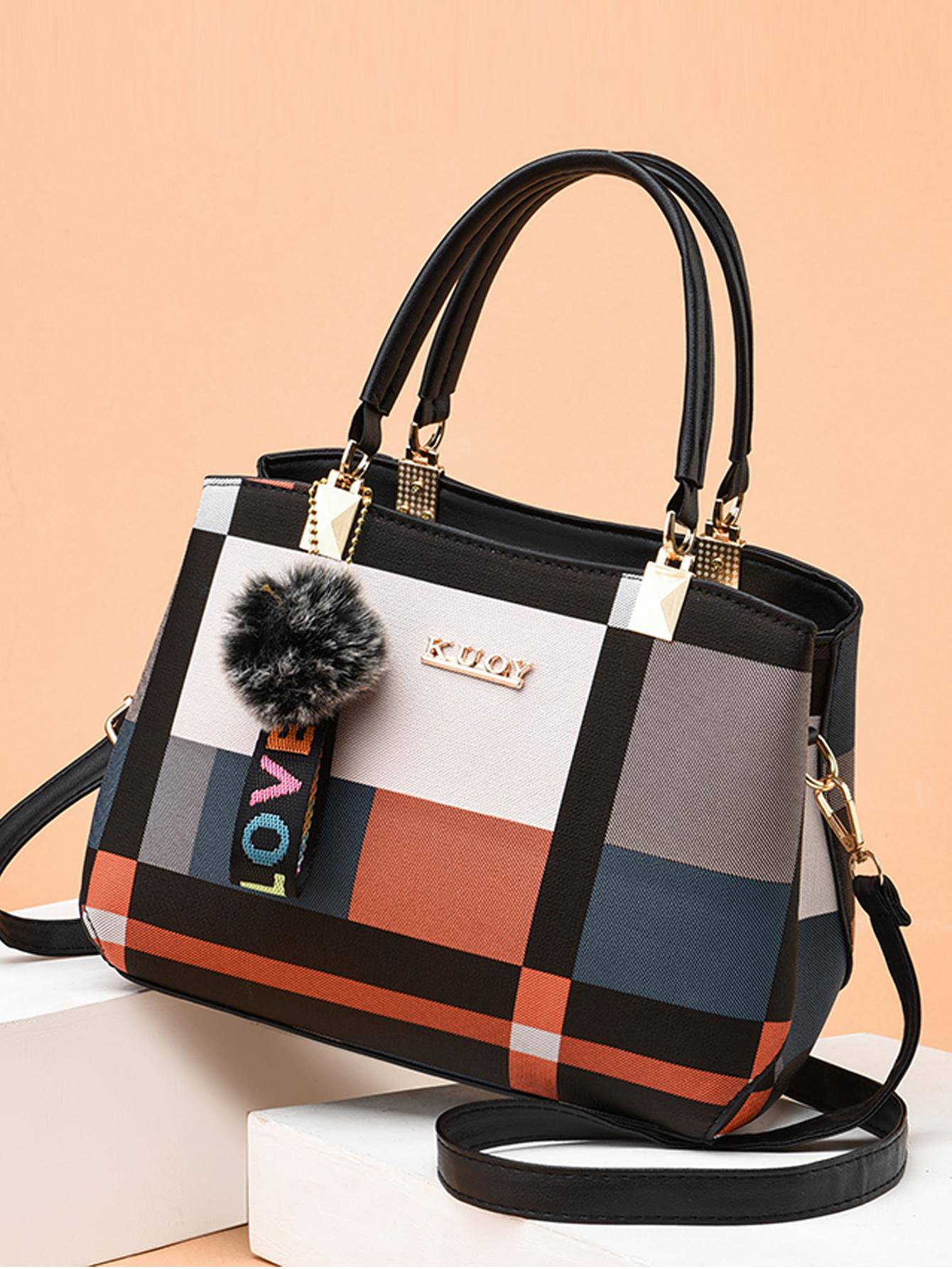 Женская элегантная сумка с цветными блоками, многоцветный