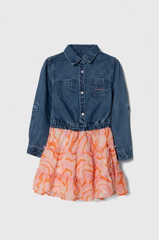 Детское платье Guess, розовый платье guess атлас повседневное полуприлегающее мини подкладка размер l оранжевый синий