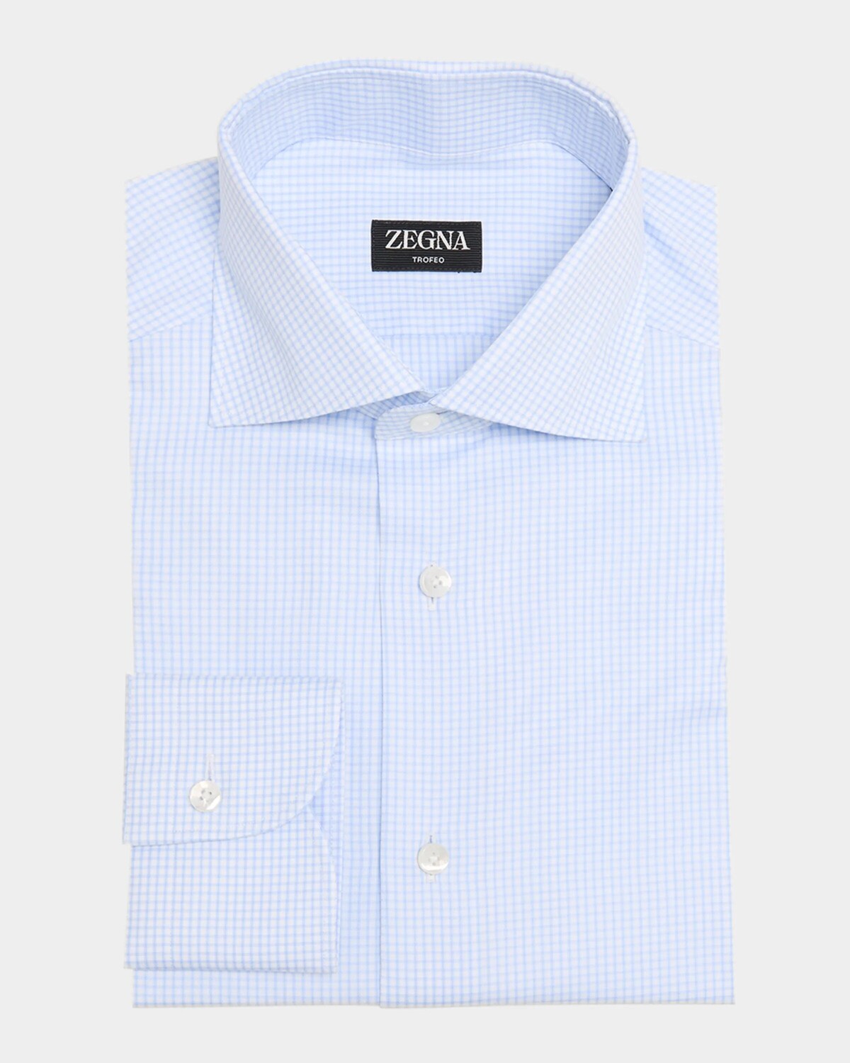 

Мужская классическая рубашка в клетку Trofeo из хлопка Zegna, цвет Br Blu Ck