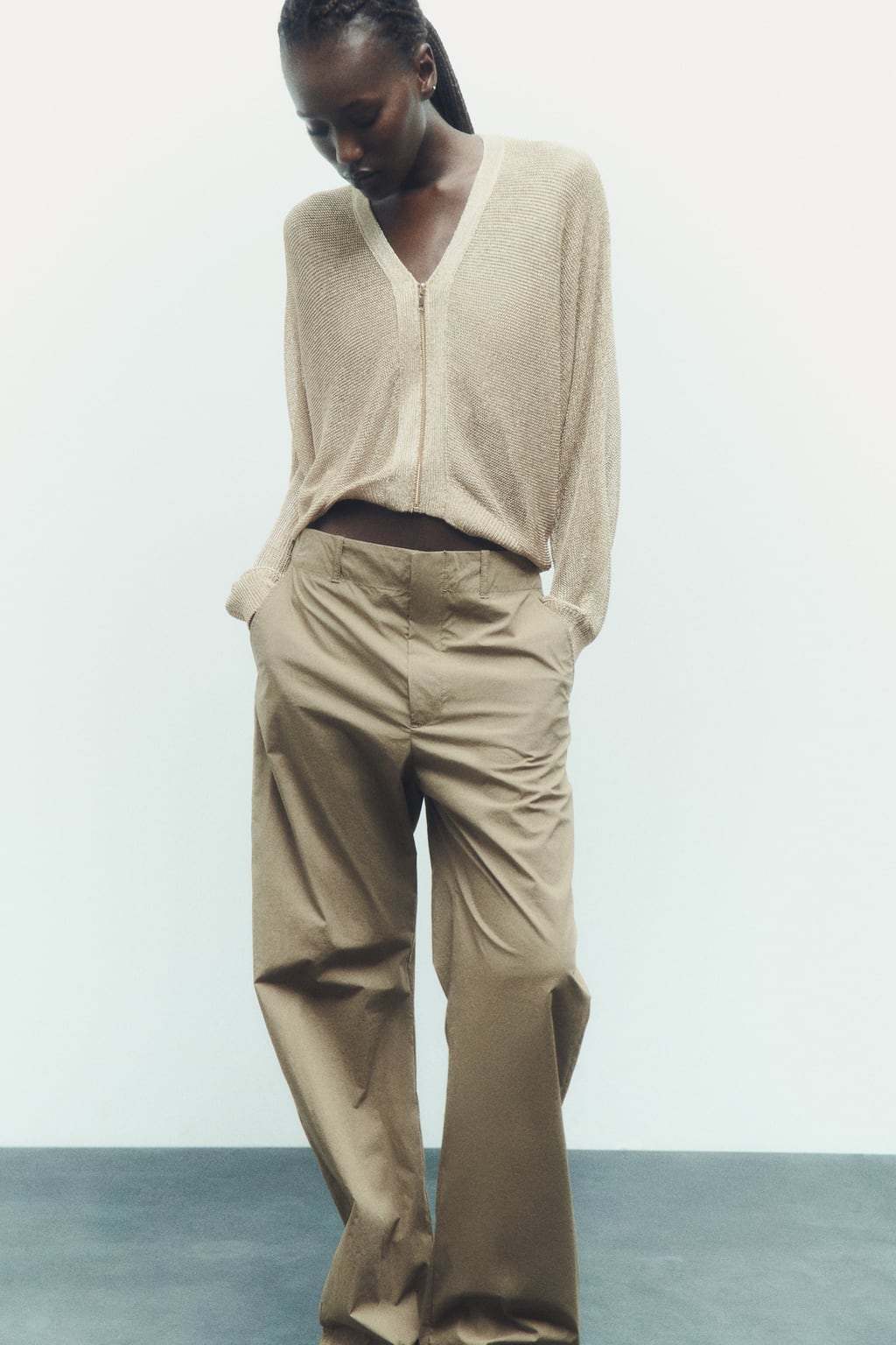 

Мягкое трикотажное мини-платье ZARA, золотой