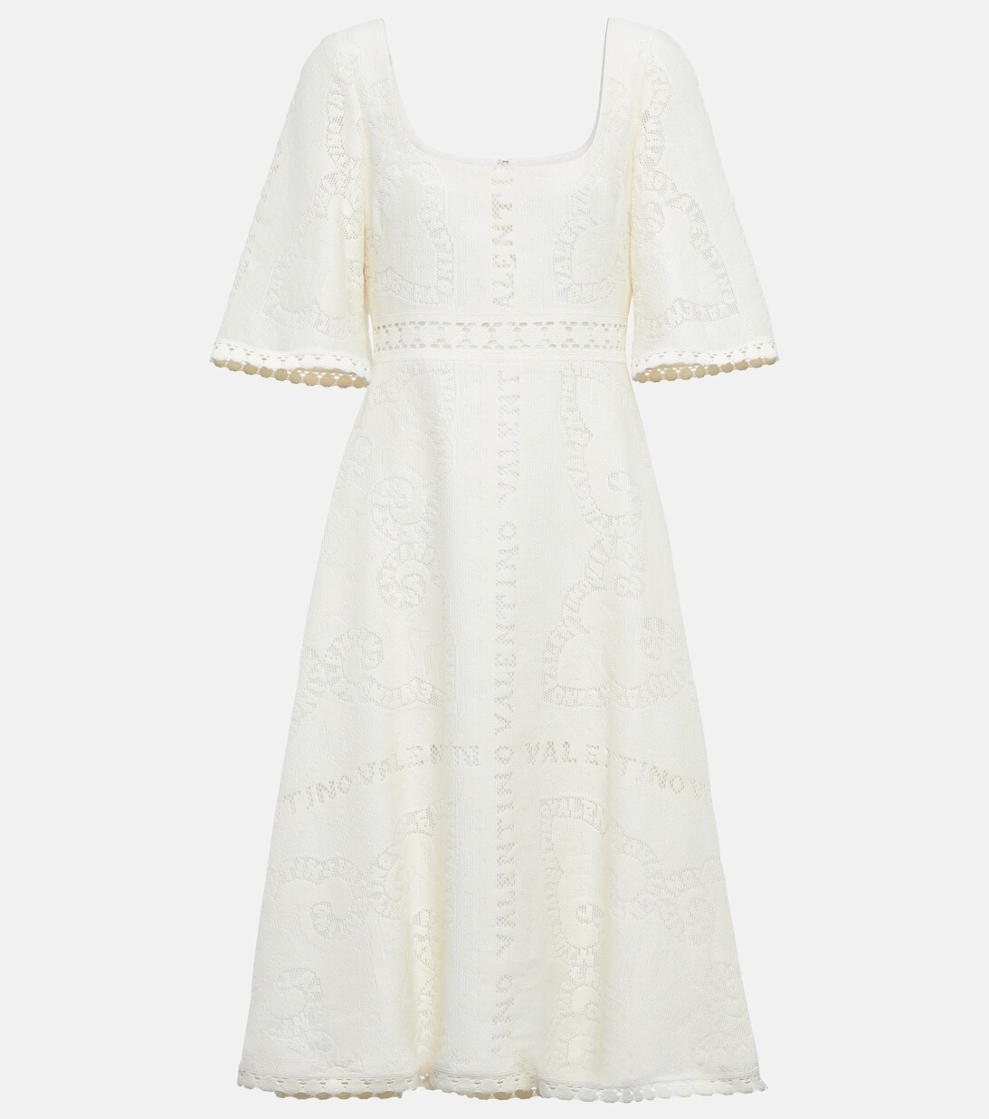 

Платье миди из смесового хлопка VALENTINO, белый