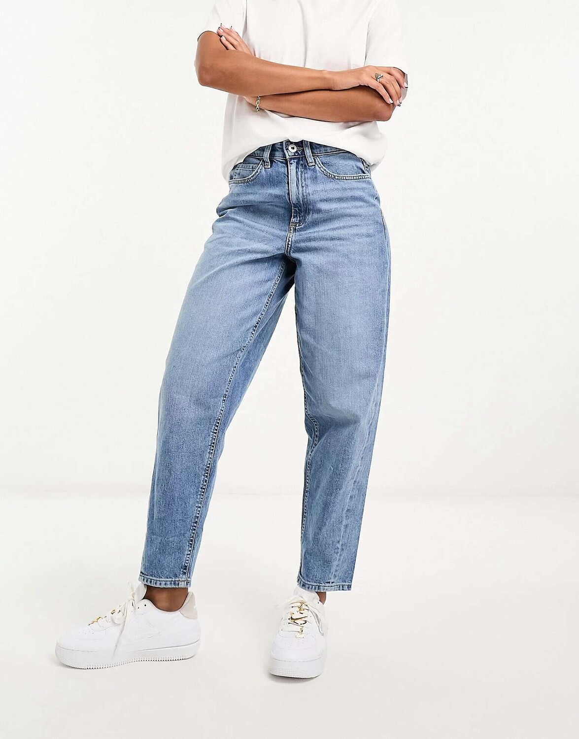 

Джинсы-бочонки River Island темно-синего цвета