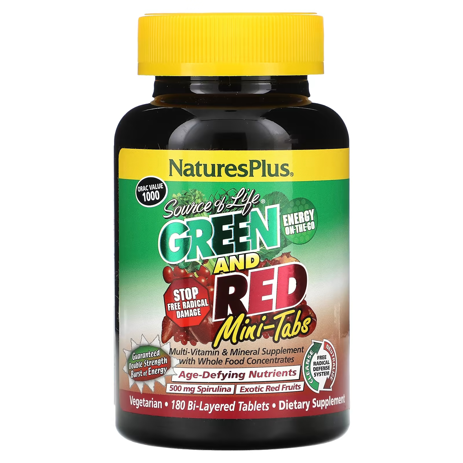 NaturesPlus Source of Life Зеленые и красные мини-таблетки, 180 двухслойных таблеток ручка подарочная именная colors of life с именем татьяна