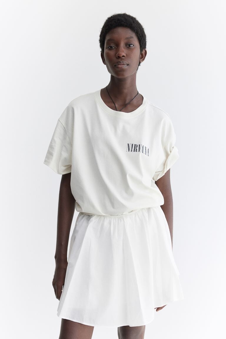 

Футболка оверсайз с принтом H&M, бежевый