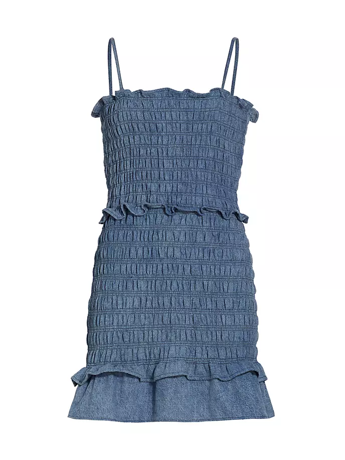 Мини-платье Djina со сборками из шамбре Isabel Marant Étoile, синий