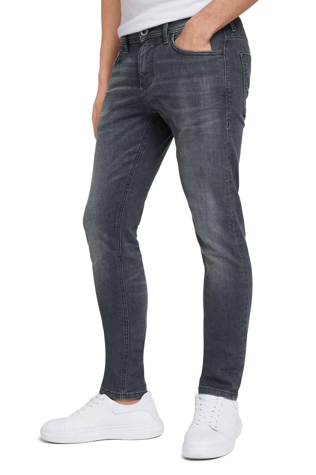 Джинсы - Серые - Скинни Tom Tailor Denim, серый джинсы серые широкие штанины tom tailor denim серый