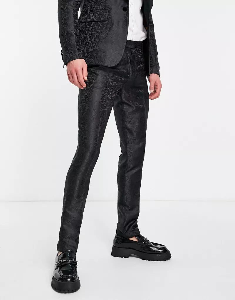 Gianni Feraud черные узкие брюки с узором пейсли
