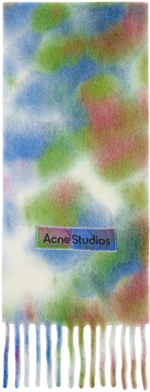 Разноцветный шарф из шерсти альпаки с принтом тай-дай Acne Studios, цвет Green/Multi комплект из 4 столовых салфеток с принтом тай дай sunrise 40 x 40 см бежевый