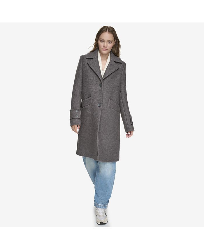 Женское пальто из букле из мягкой шерсти Regine Sb со шлицей сзади Andrew Marc, серый
