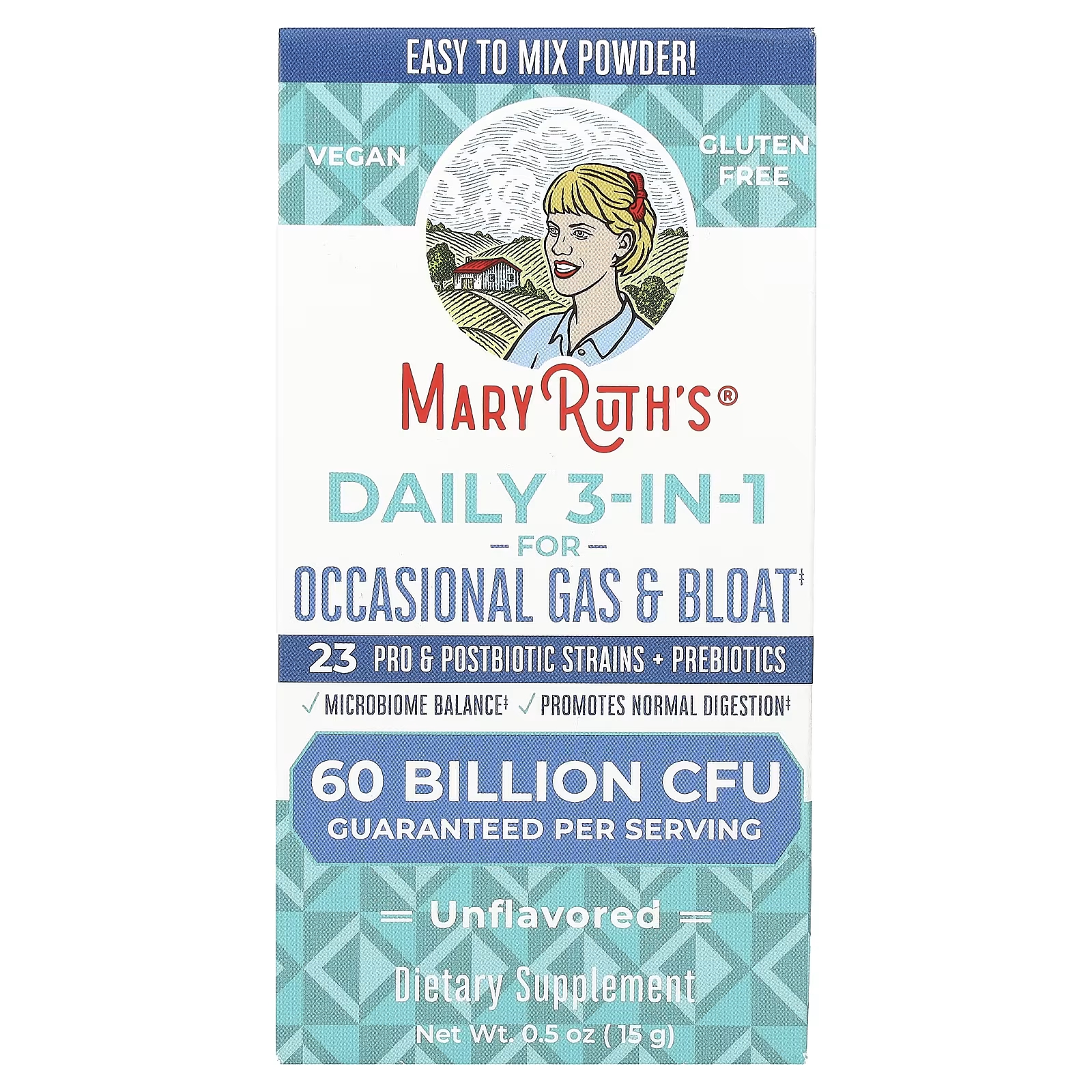 Пищевая добавка MaryRuth's Daily 3-в-1 от периодических газов и вздутия живота, 15 г цена и фото