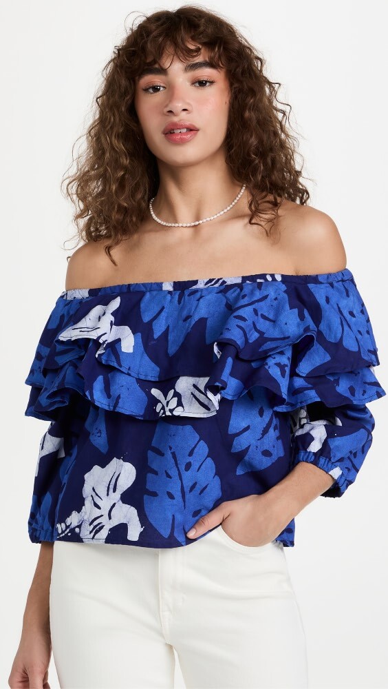 

Топ Studio 189 Blue Hawaiian Double Ruffle, нави
