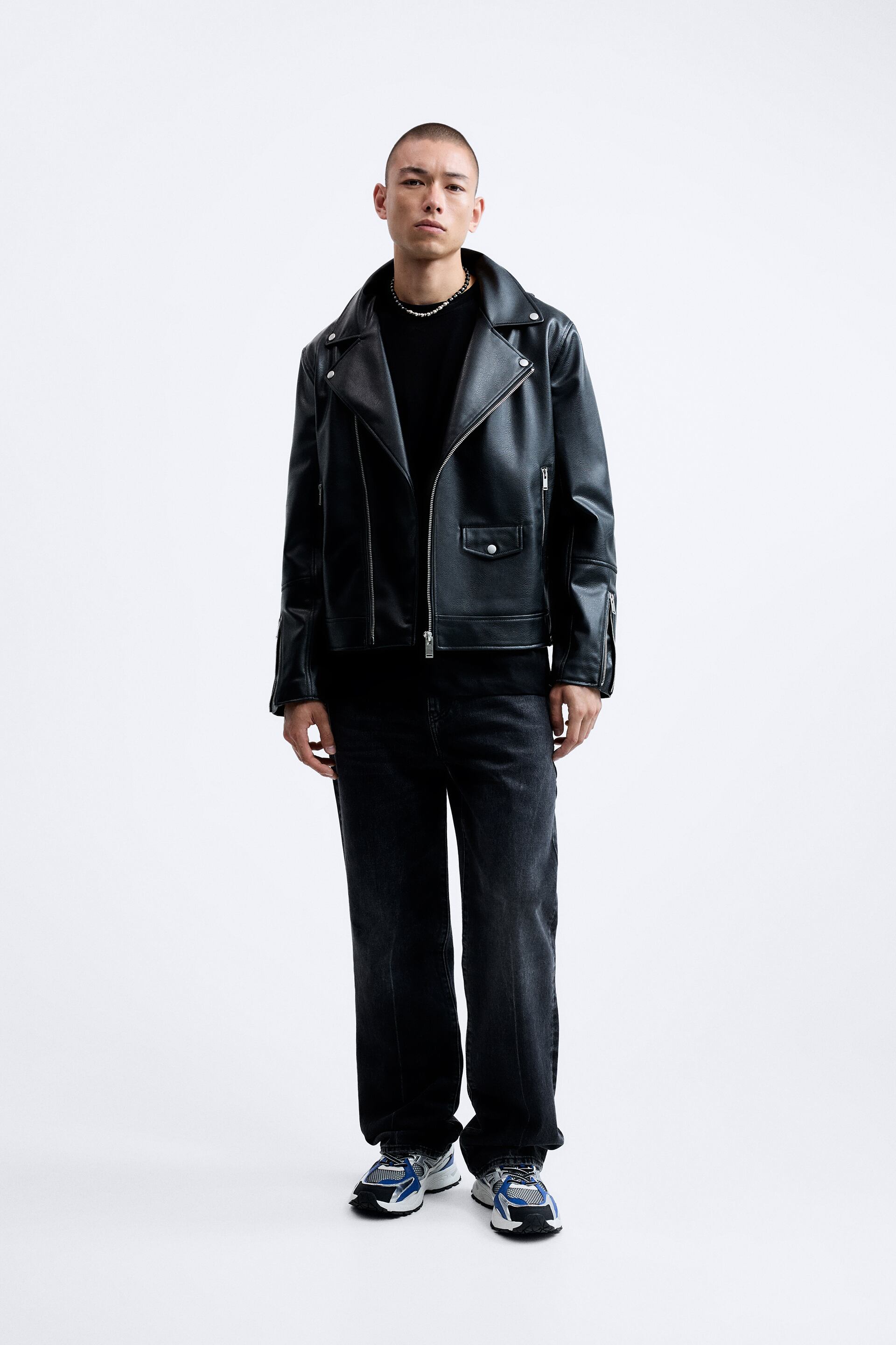 Куртка из искусственной кожи Zara, черный жилет из искусственной кожи zara черный