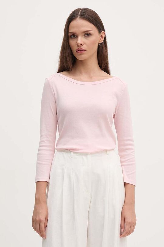 

Хлопковая рубашка с длинным рукавом United Colors of Benetton, розовый