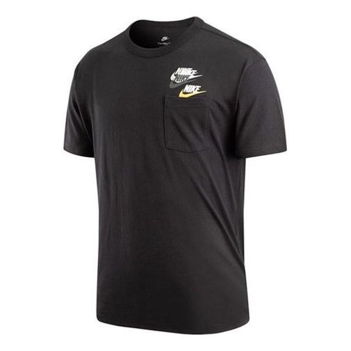 Футболка Men's Nike As Nsw Tee Prem Pocket Casual Breathable Round Neck Logo Solid Color Short Sleeve Black T-Shirt, мультиколор