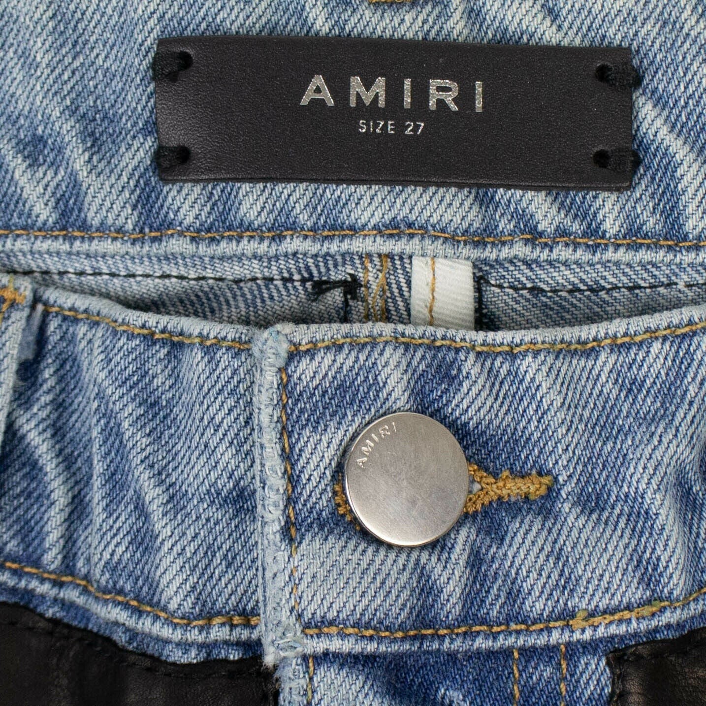 

Женские черные прямые джинсы из кожи и денима Amiri, черный