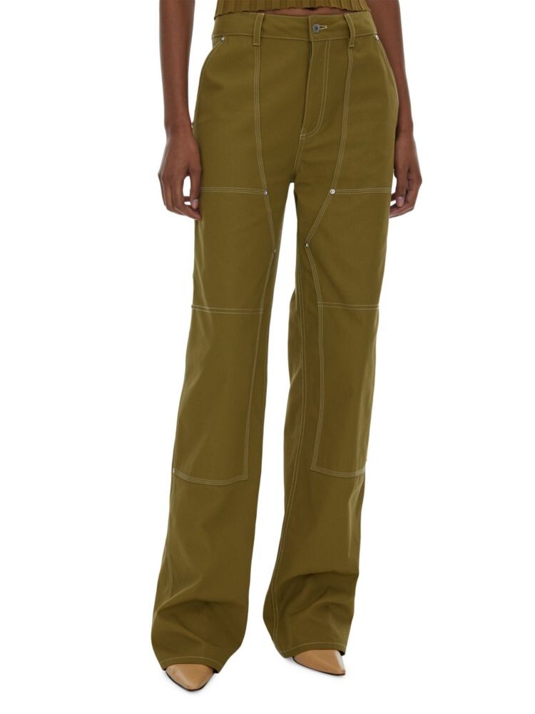 

Широкие брюки с высокой талией Helmut Lang, цвет Morass Green