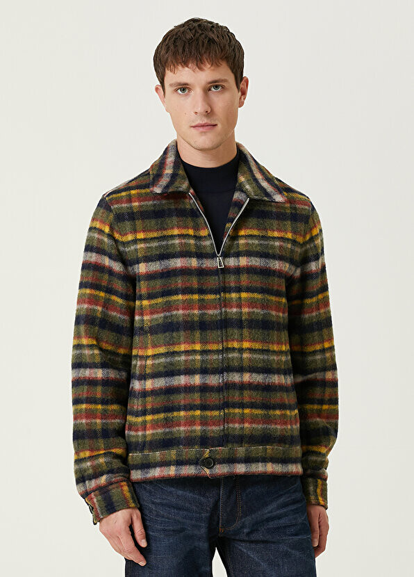

Зеленое пальто с узором в шотландскую клетку PS by Paul Smith, Зеленый
