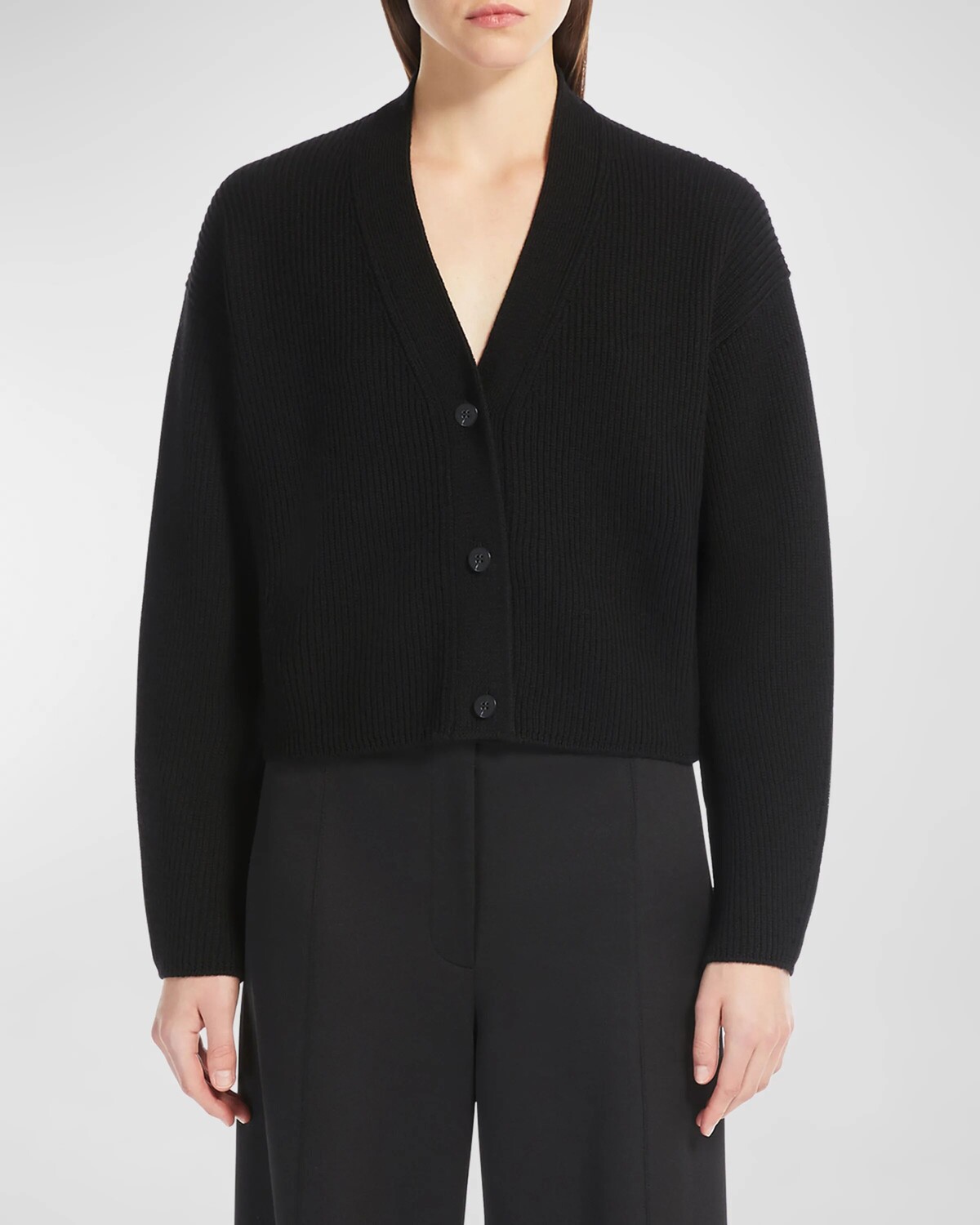 

Кардиган на пуговицах в рубчик York Max Mara Leisure, черный