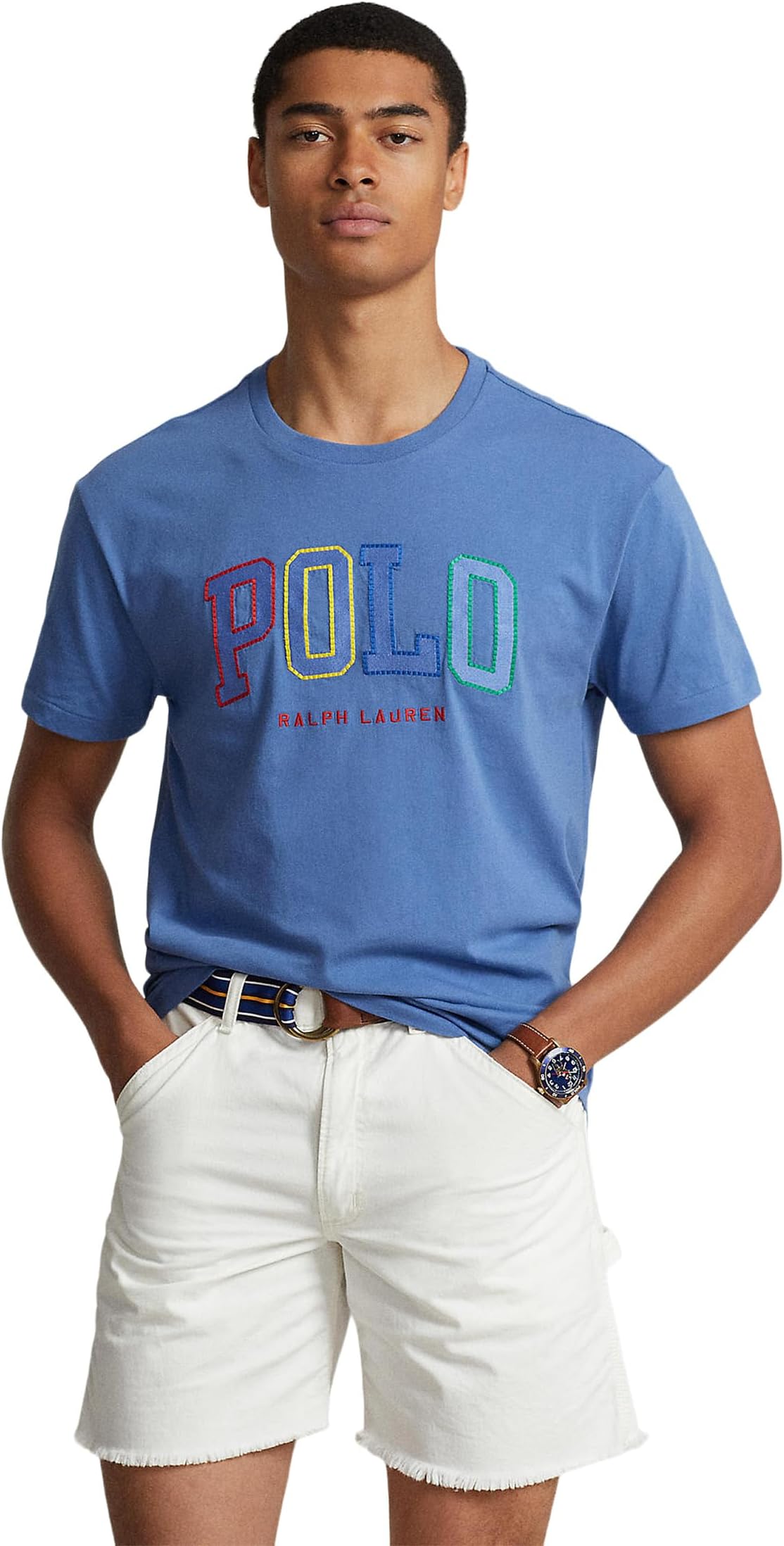 Рубашка-поло Classic Fit Logo Jersey Short Sleeve T-Shirt Polo Ralph Lauren, цвет Nimes Blue