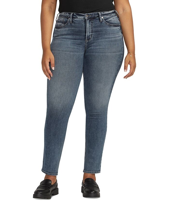 

Джинсы прямого кроя Most Wanted больших размеров Silver Jeans Co., синий