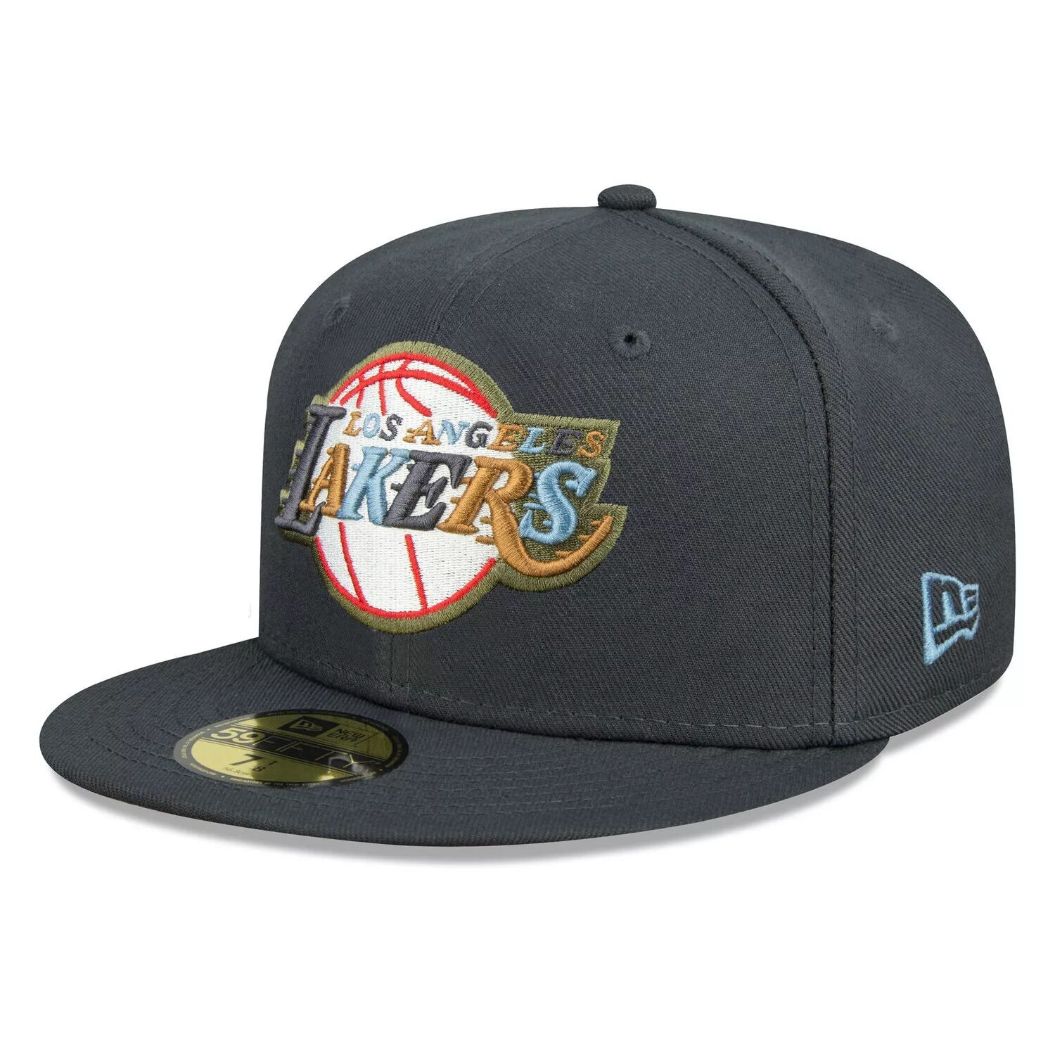 

Мужская темно-серая мужская бейсболка New Era Los Angeles Lakers Multi-Color 59FIFTY с приталенной кепкой