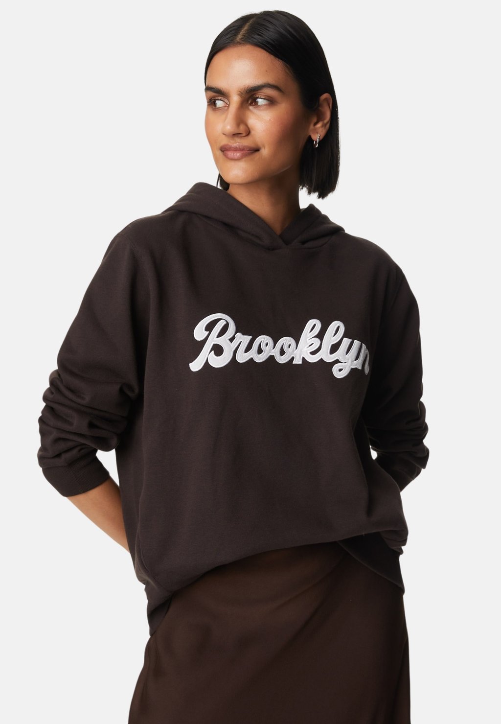 

Вязаный свитер COTTON RICH SLOGAN HOODIE Marks & Spencer, цвет bitter chocolate