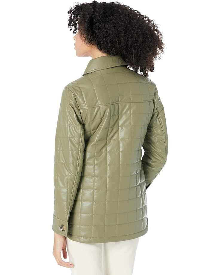 

Куртка Sam Edelman Quilted Vegan Leather Shirt Jacket, цвет Summer Sage