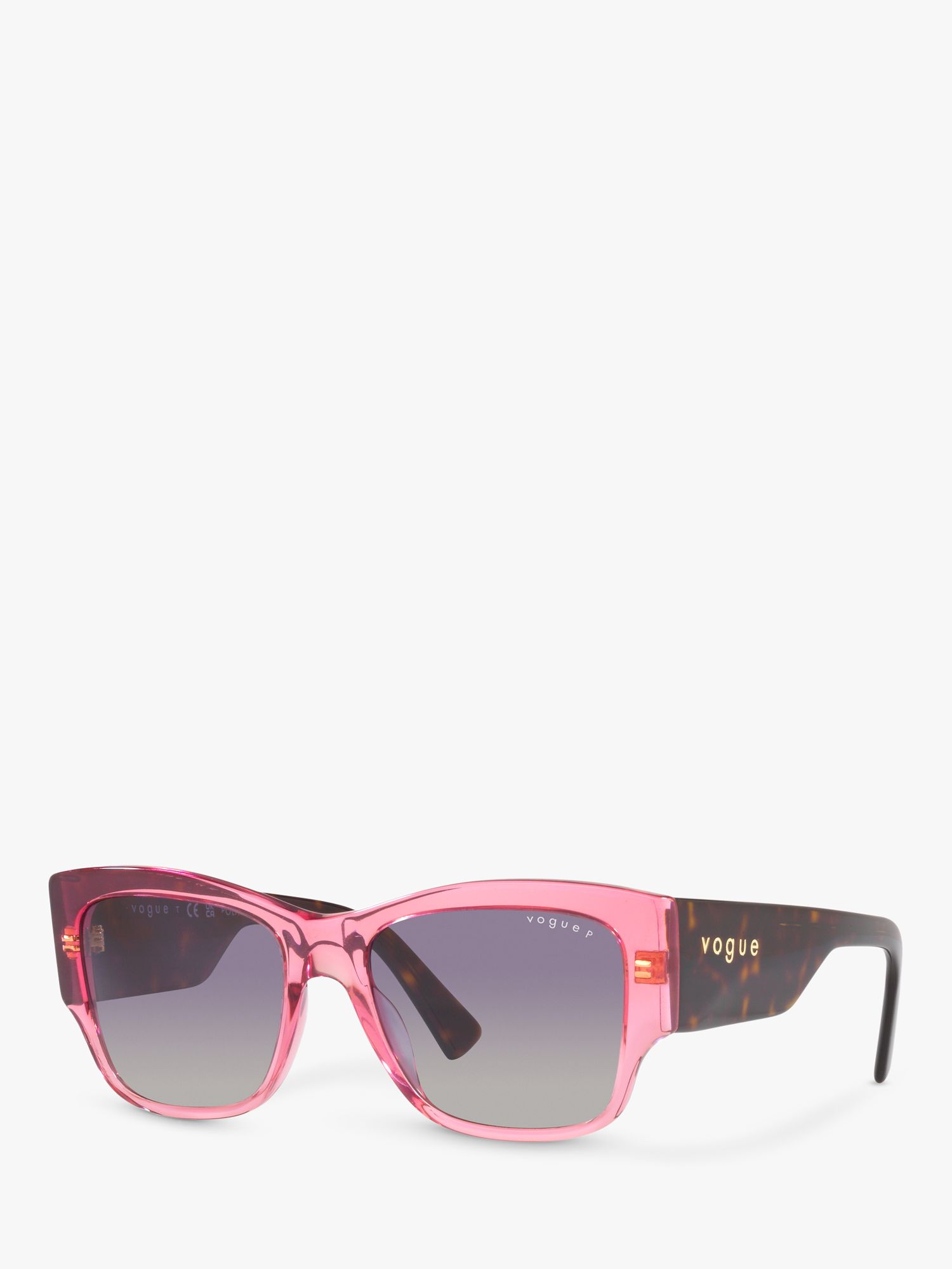 Женские поляризационные квадратные солнцезащитные очки Vogue VO5462S, прозрачные розовые/фиолетовые с градиентом