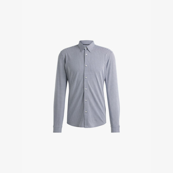 

Рубашка Slim-Fit из хлопковой смеси с цифровой печатью Boss, синий