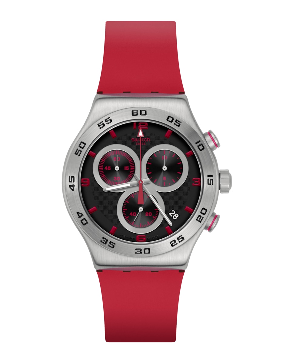 Часы CRIMSON CARBONIC RED с красным каучуковым ремешком Swatch, красный