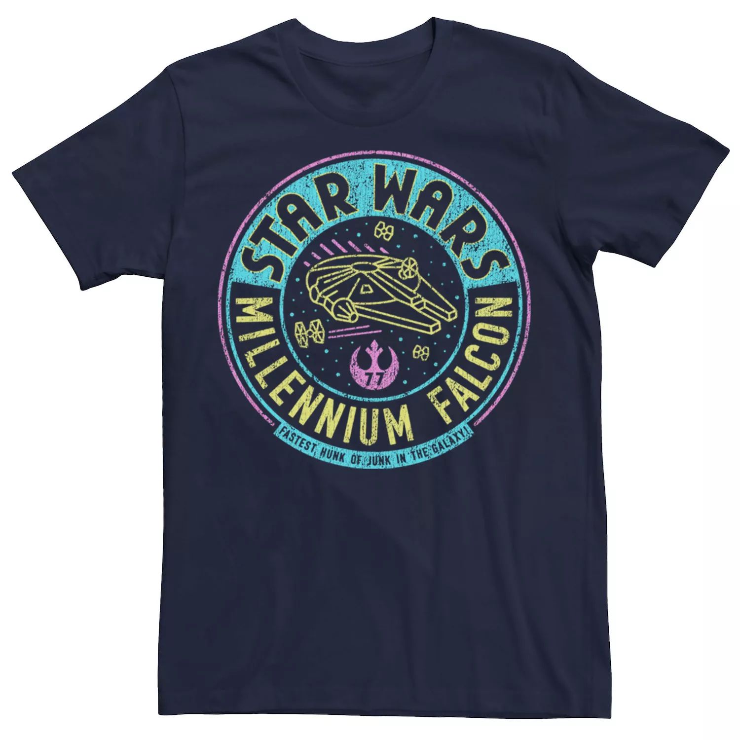 Мужская футболка с неоновым буквенным логотипом «Звездные войны: Сокол тысячелетия», Синяя Star Wars, синий мужская футболка с логотипом комиксов звездные войны сокол тысячелетия star wars