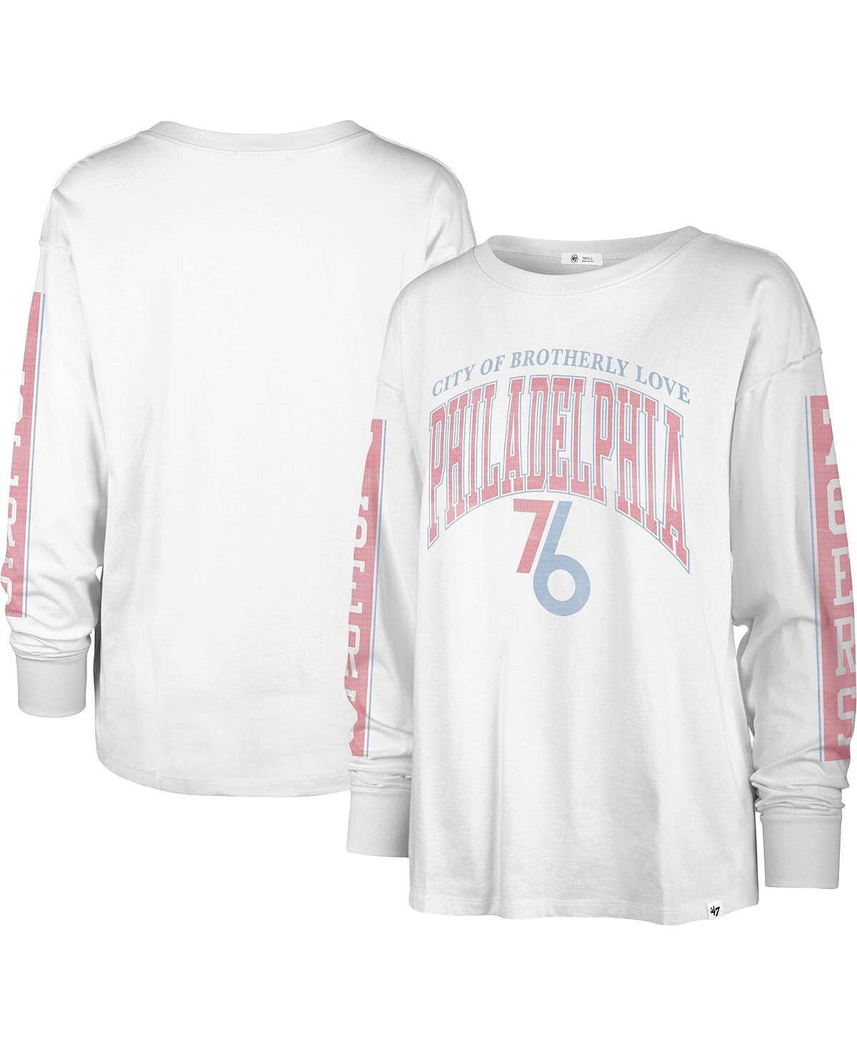 

Женская белая футболка с длинным рукавом Philadelphia 76ers City Edition SOA '47 Brand, белый