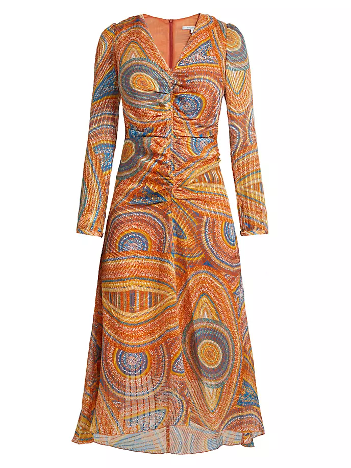 Платье Jenny из смесового шелка с принтом Santorelli, мультиколор