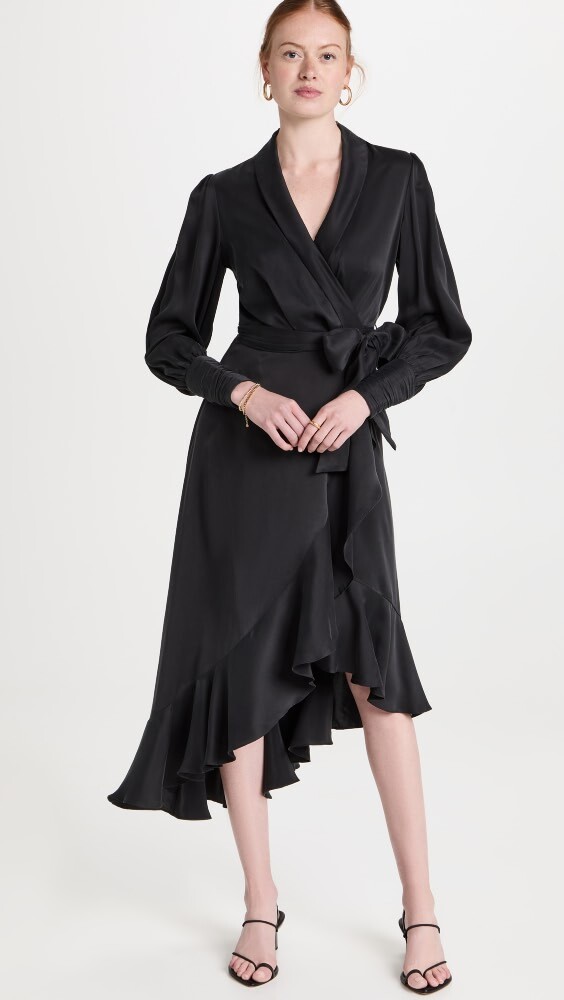 

Платье миди Zimmermann Silk Wrap, черный