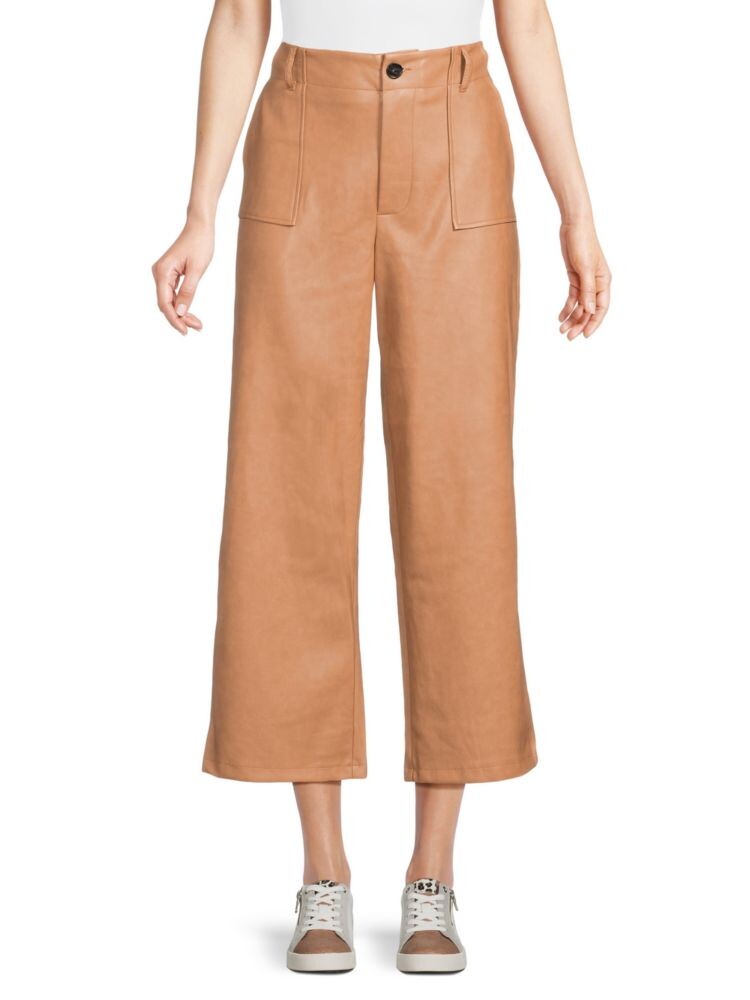 

Укороченные расклешенные брюки из искусственной кожи Avec Les Filles, цвет Camel