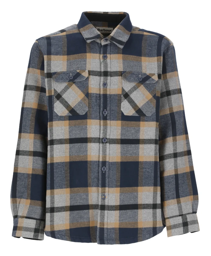 

Это клетчатая хлопковая рубашка с воротником. Barbour, серый