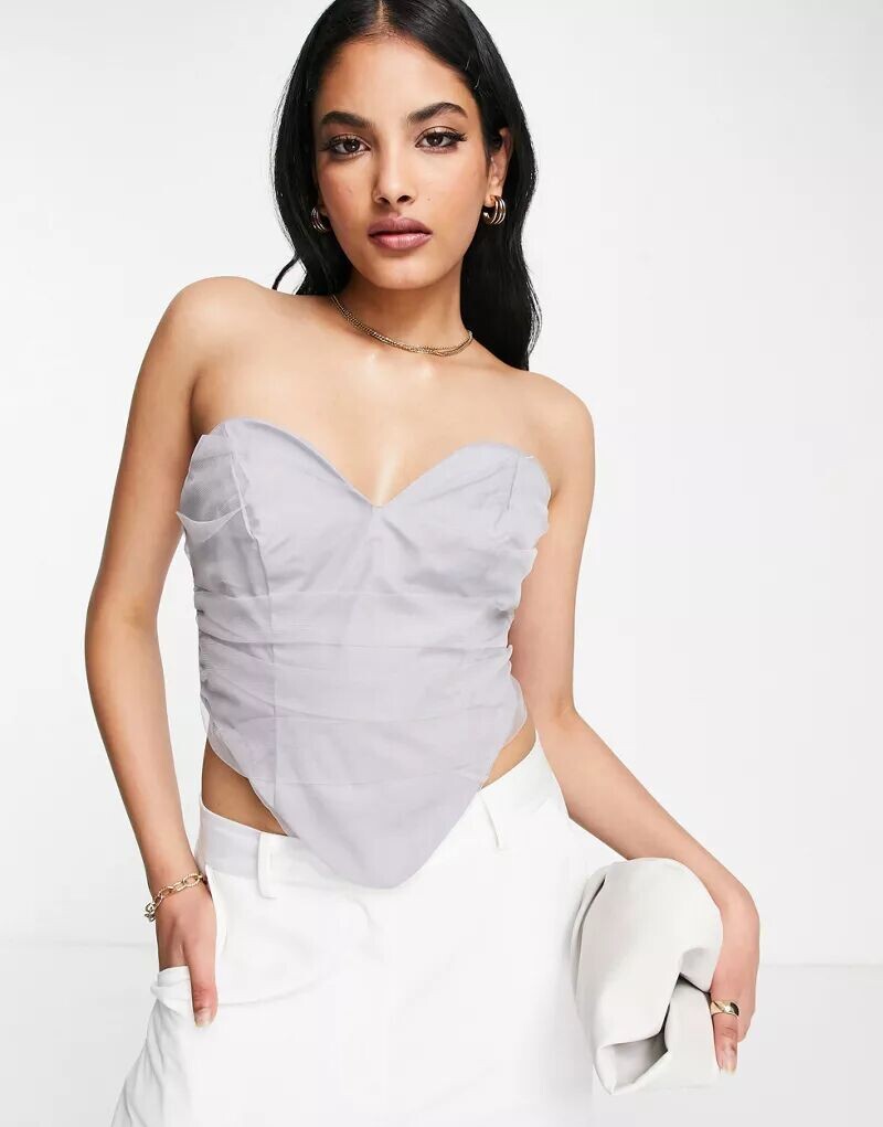 

Серый корсет из тюля ASOS Going Out