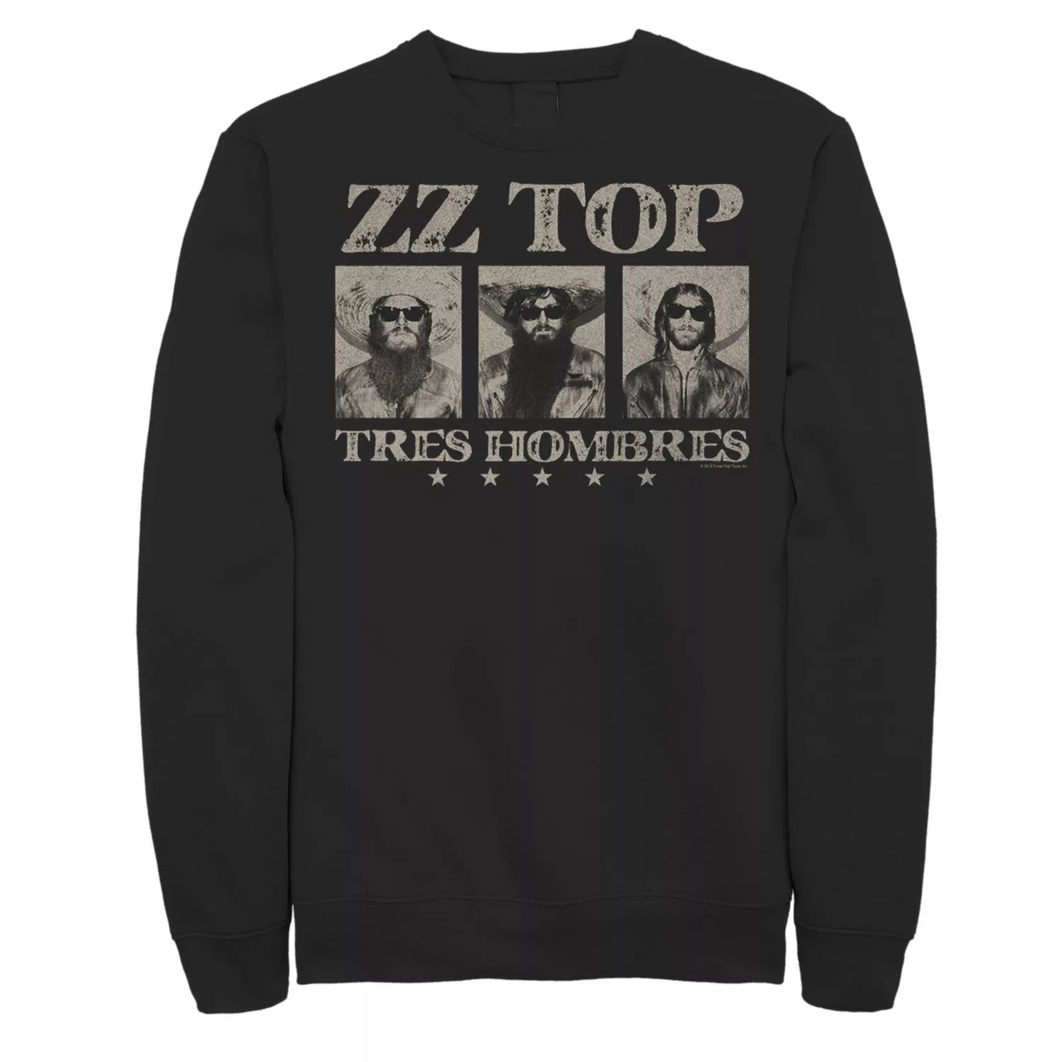 Мужской флисовый пуловер с графическим рисунком ZZ Top Tres Hombres Portrait Panels Licensed Character